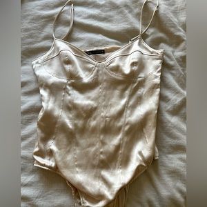 Zara Satin Nude Bodysuit